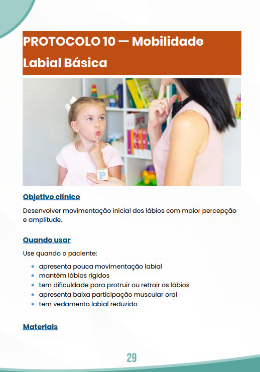 Protocolo 10 — Mobilidade Labial Básica, página 29